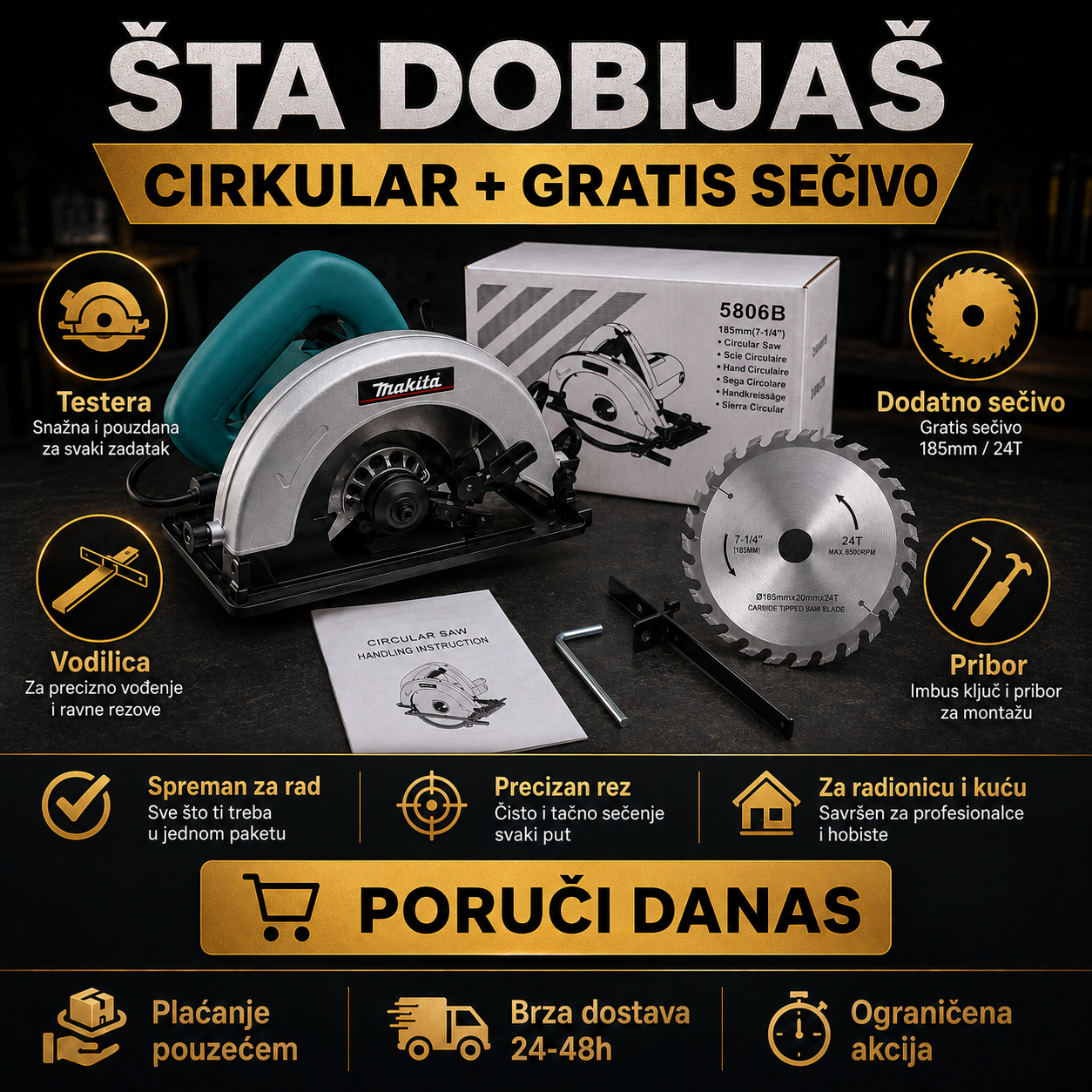 MAKITA CIRKULAR SA GRATIS SEČIVOM – KRUŽNA TESTERA