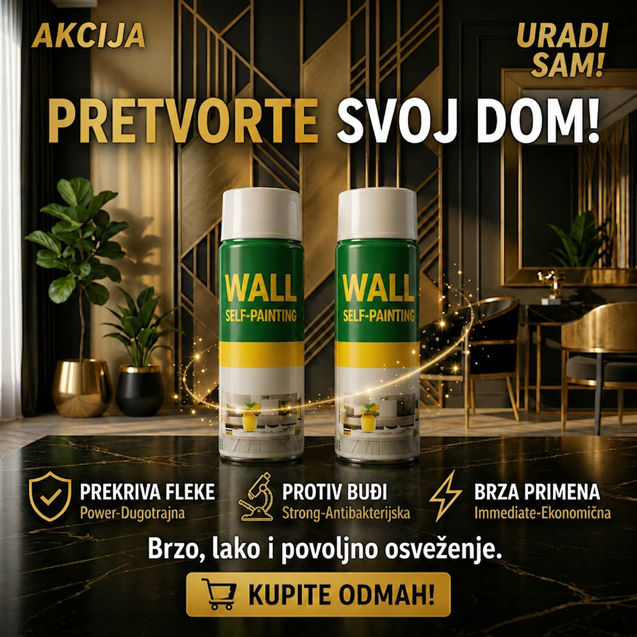 Sprej za renoviranje zidova – Zid kao nov za 10 sekundi 1+1 AKCIJA