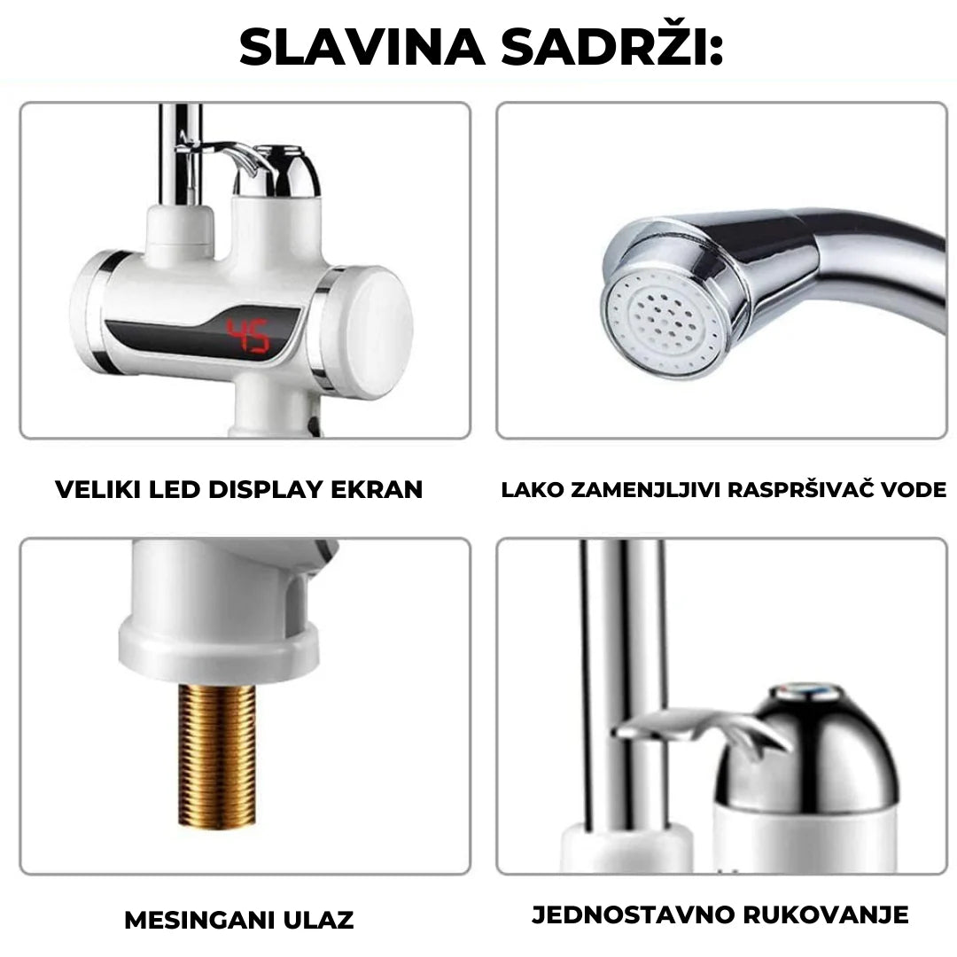 SLAVINA SA GREJAČEM TOPLA VODA U 3 SEKUNDE + LED EKRAN