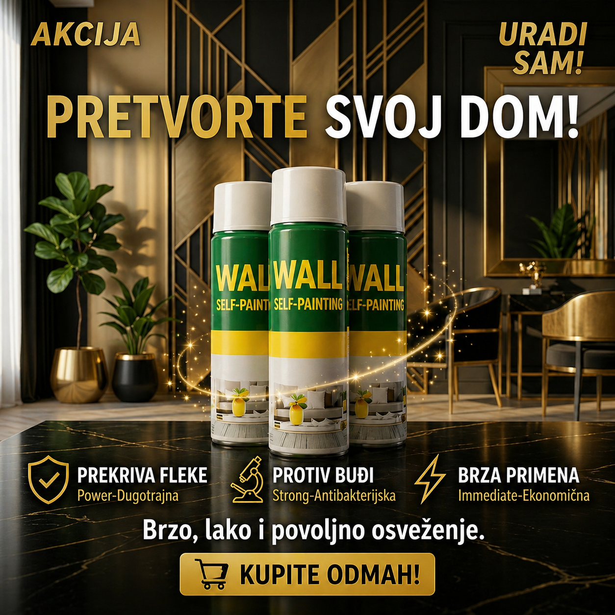 Sprej za renoviranje zidova – Zid kao nov za 10 sekundi 1+1 AKCIJA